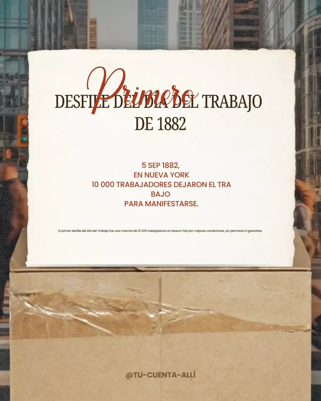 Publicación de Instagram con anuncio de trabajo vintage en beige