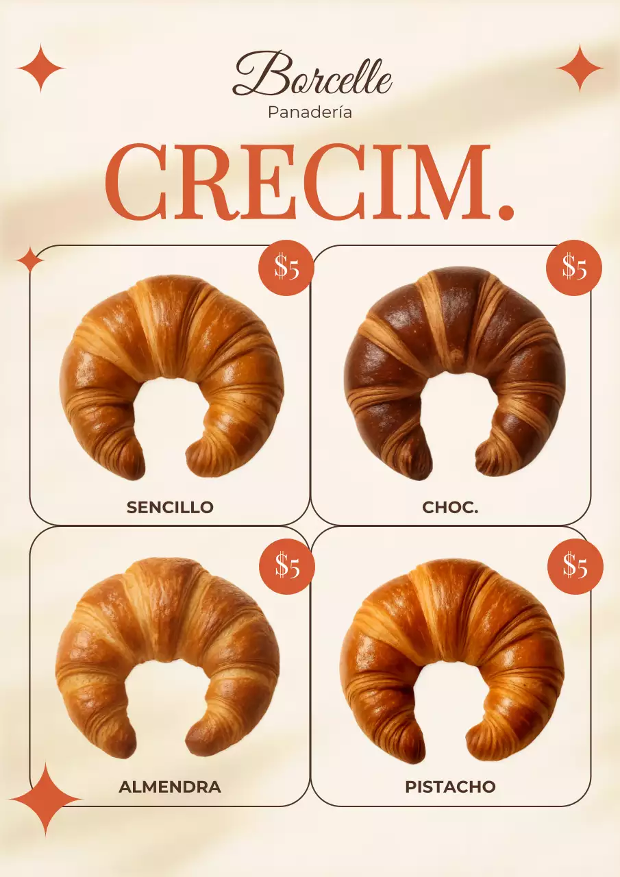 Cartel promocional de panadería elegante en beige