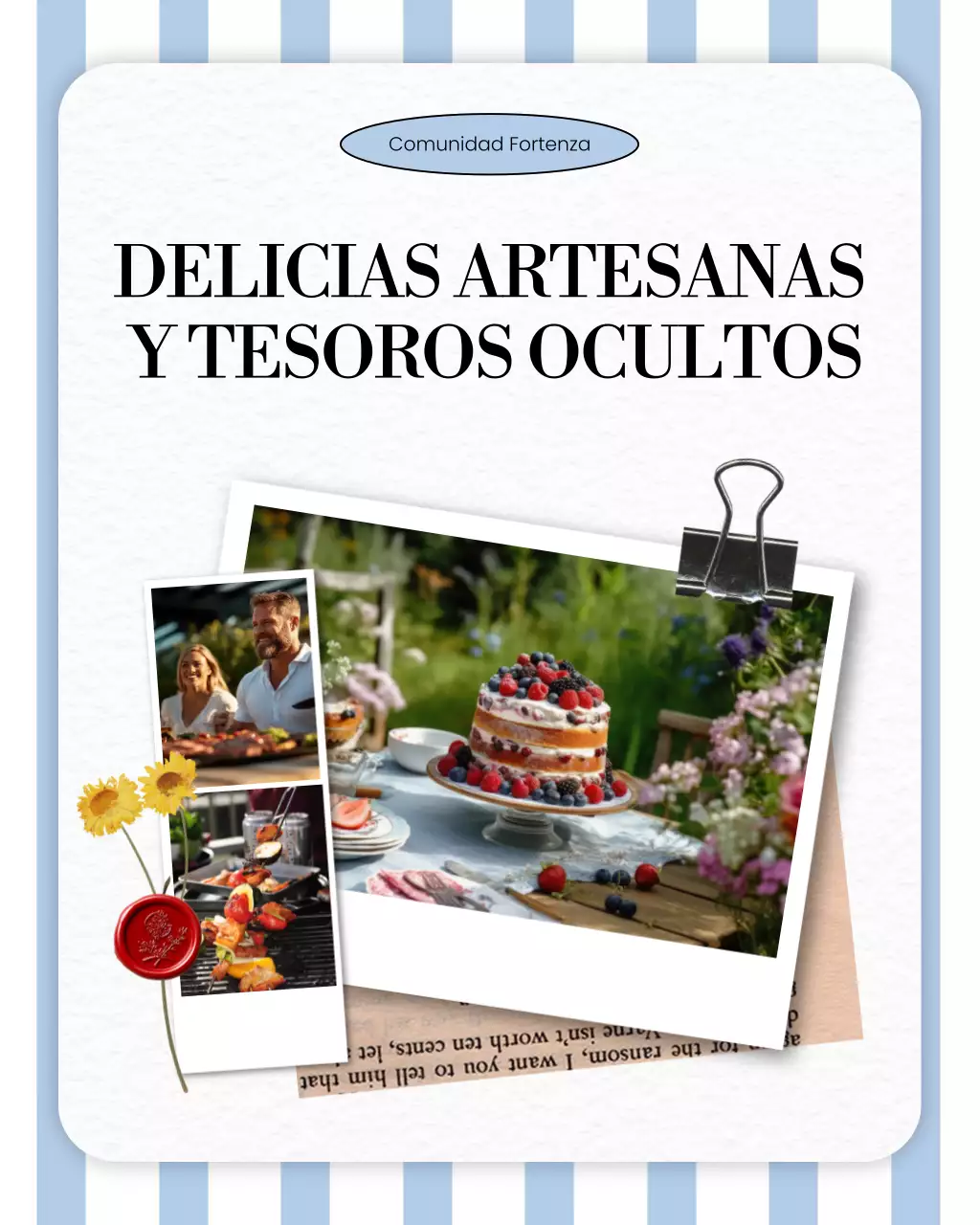 Álbum de recortes azul y blanco Polaroid Comida del Día del Trabajo Actividades locales Publicación en carrusel de Instagram