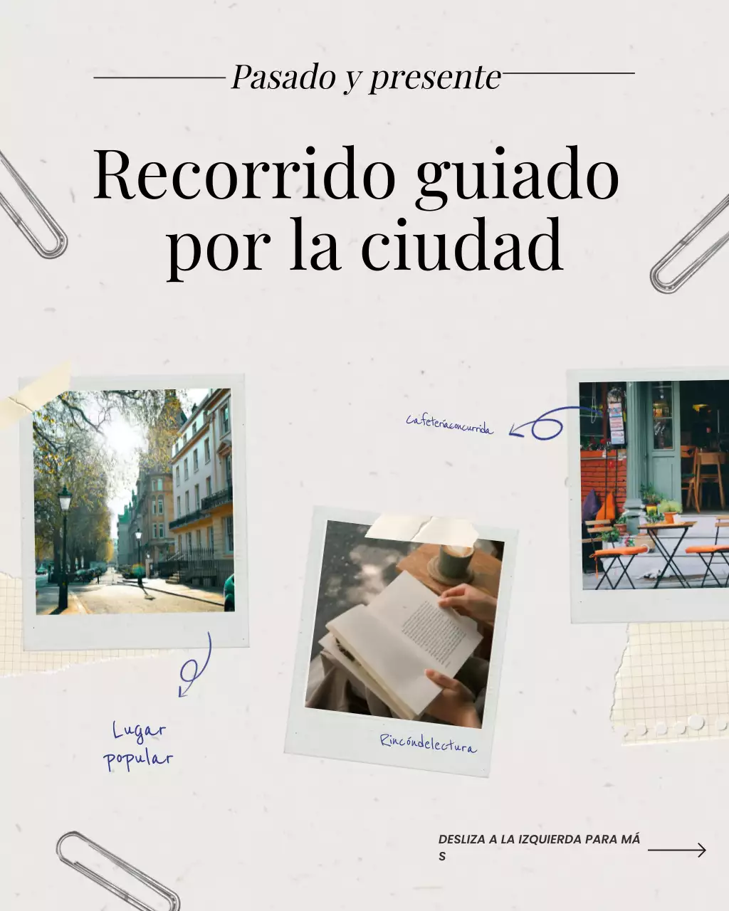 Publicación de Instagram de cuento de ciudad estética beige