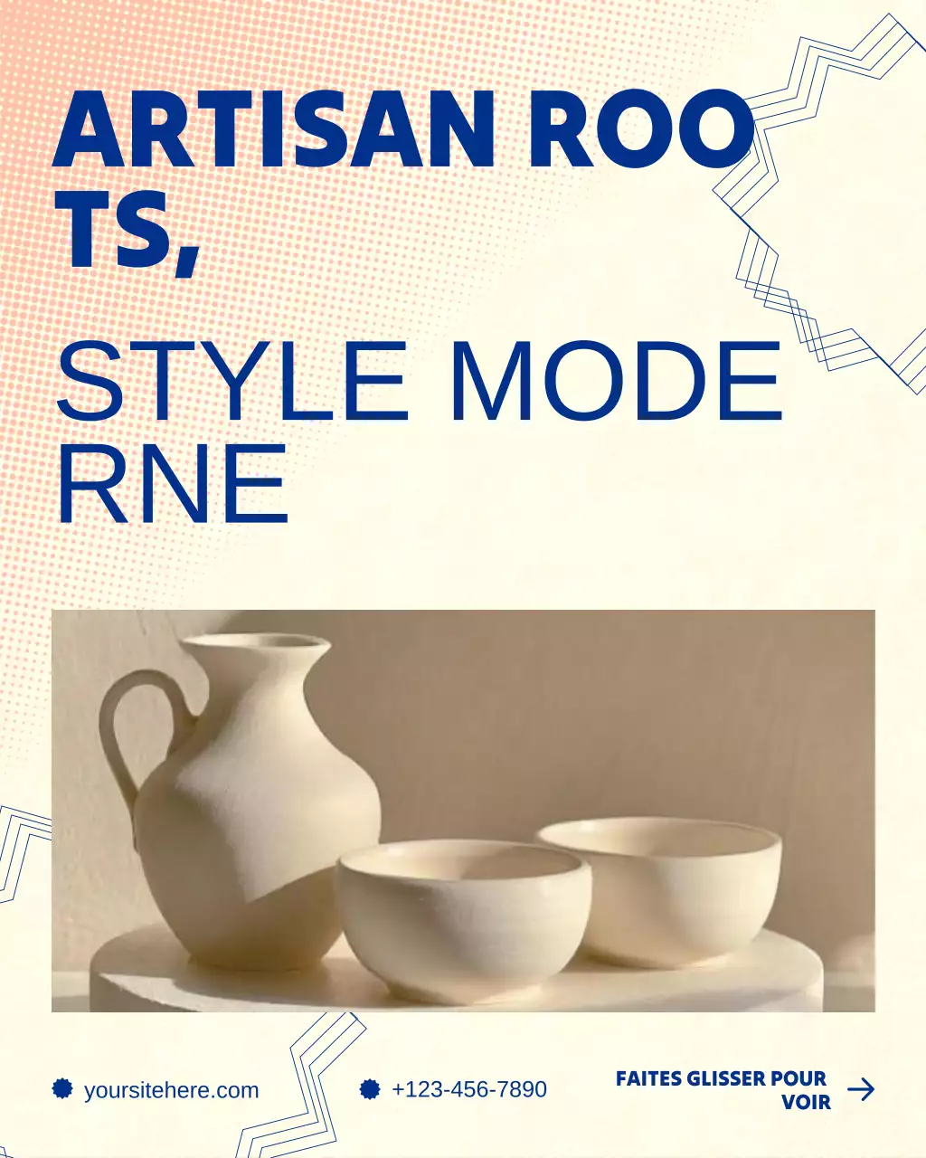 Publication Instagram : Présentation de produits faits main beiges et bleus, motif naturel pour la fête du Travail