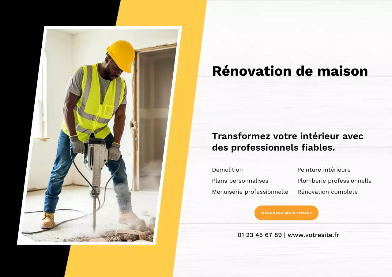 Publicité de rénovation moderne jaune