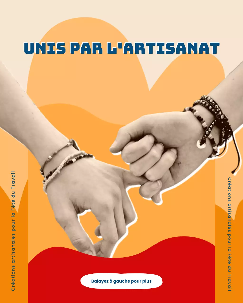 Publication Instagram : Présentation de produits artisanaux sur le thème de la fête du Travail, sur le thème de l'orange et du rouge