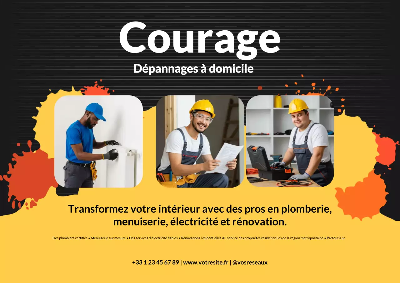 Promotion de réparation de maisons modernes orange et jaune
