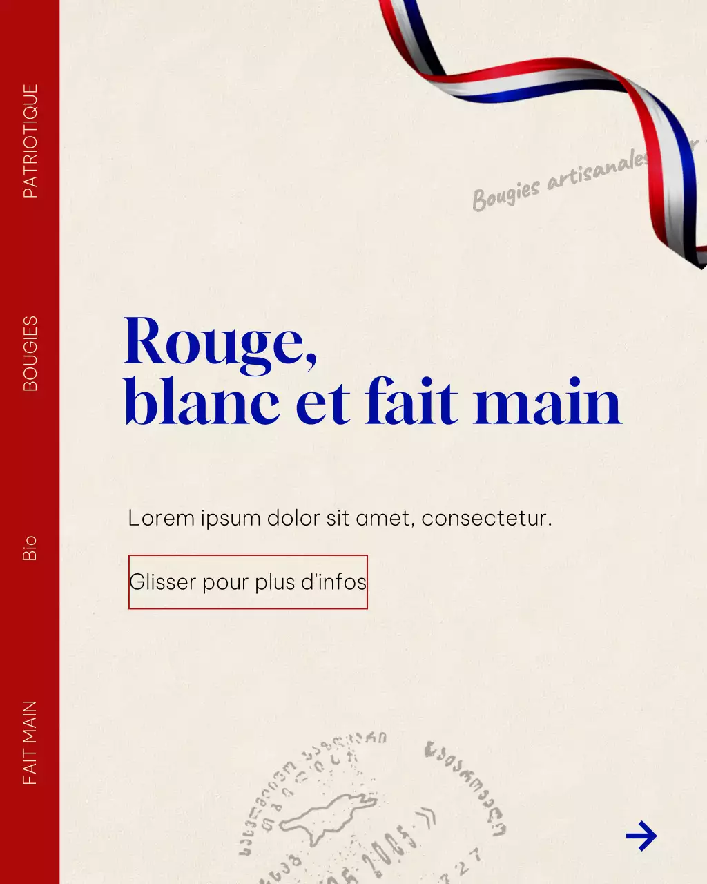 Publicité sur Instagram pour des bougies minimalistes rouges