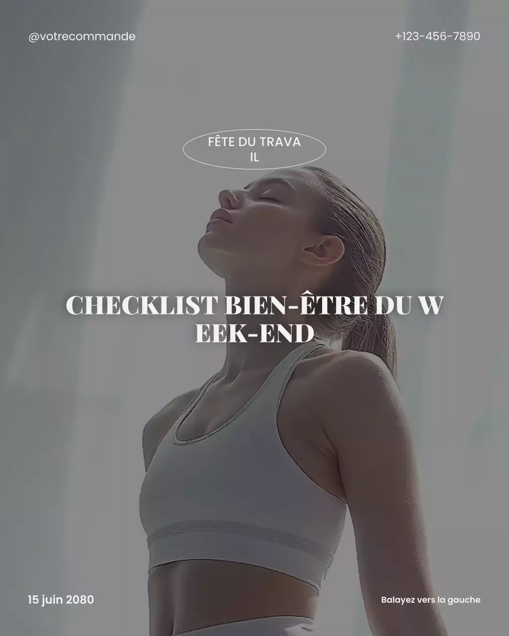 Publication Instagram de conseils de bien-être et de remise en forme minimalistes et épurés pour la fête du Travail