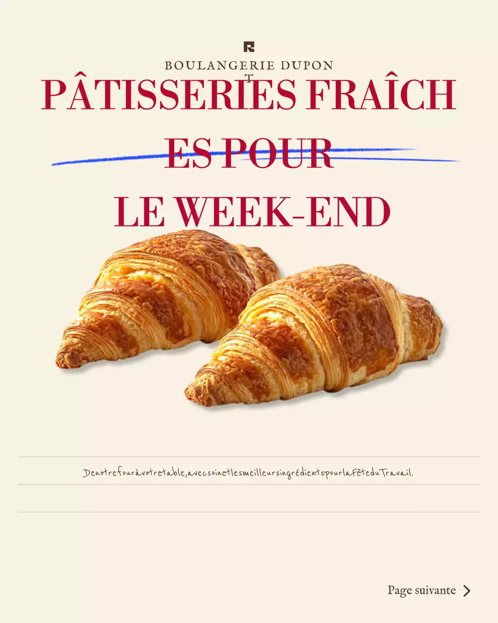 Publication Instagram de promotion d'une boulangerie beige moderne et esthétique
