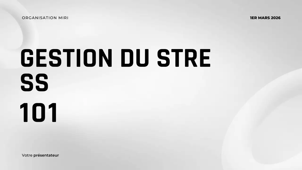 Présentation de cours sur la gestion du stress minimaliste grise