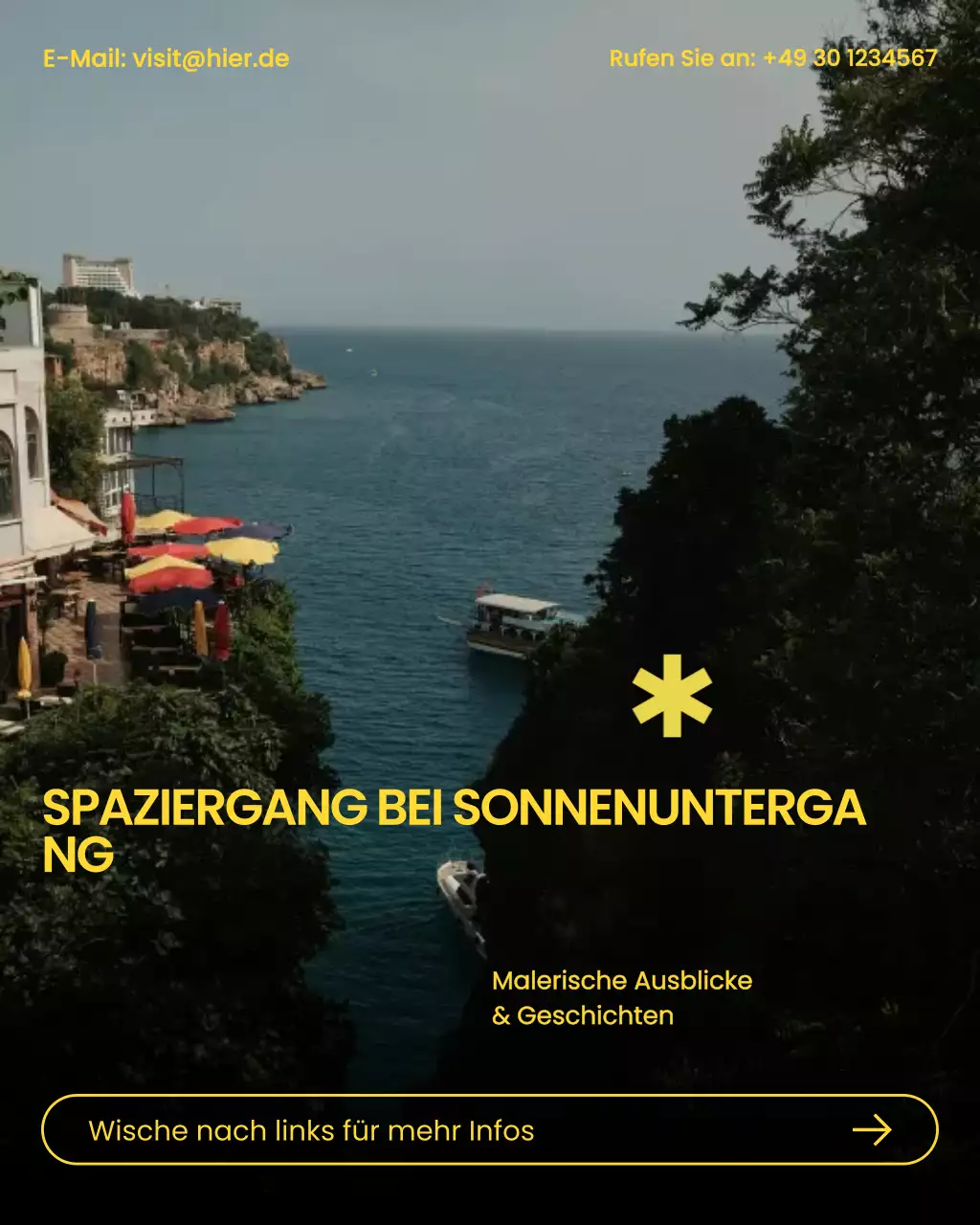 Gelber moderner Reise-Werbungs-Instagram-Beitrag