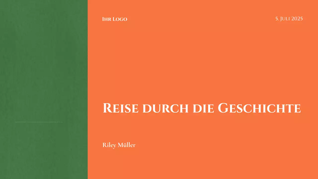 Orangefarbener klassischer Geschichtsbuch-Cover-Stil Präsentation