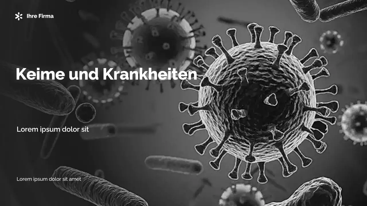 Informationspräsentation zu modernen Keimen in Schwarzweiß