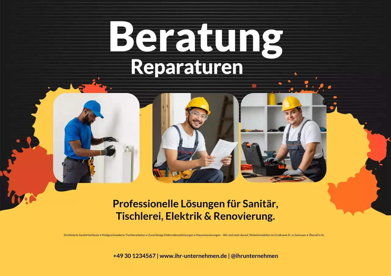 Orange und Gelb Moderne Hausreparaturaktion