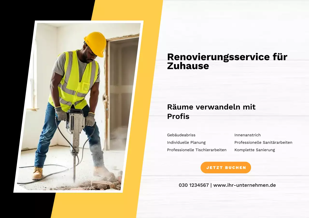 Gelbe moderne Renovierungsanzeige