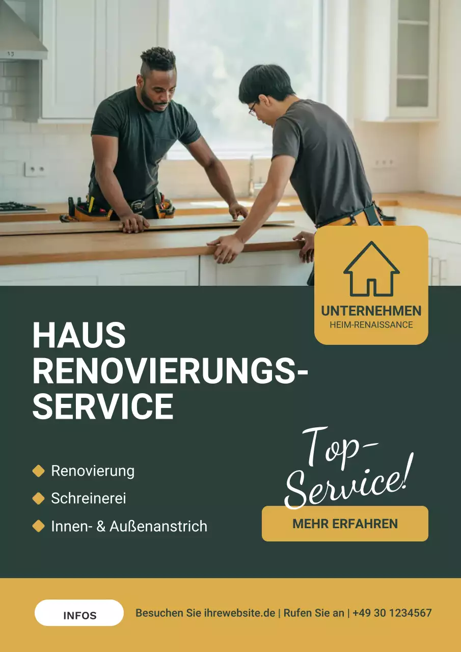 Gelbes modernes Renovierungswerbeplakat