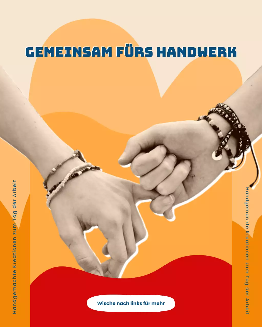 Instagram-Post zur Präsentation handgefertigter Produkte zum Labor Day in Orange und Rot