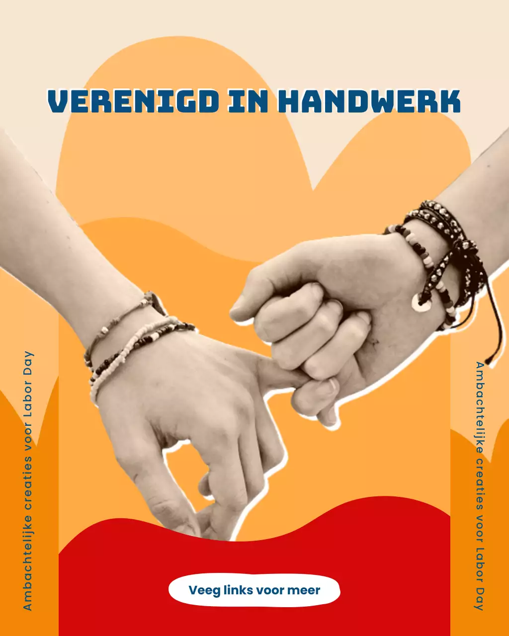 Instagram-bericht met handgemaakte producten ter ere van Labor Day met oranje en rood thema