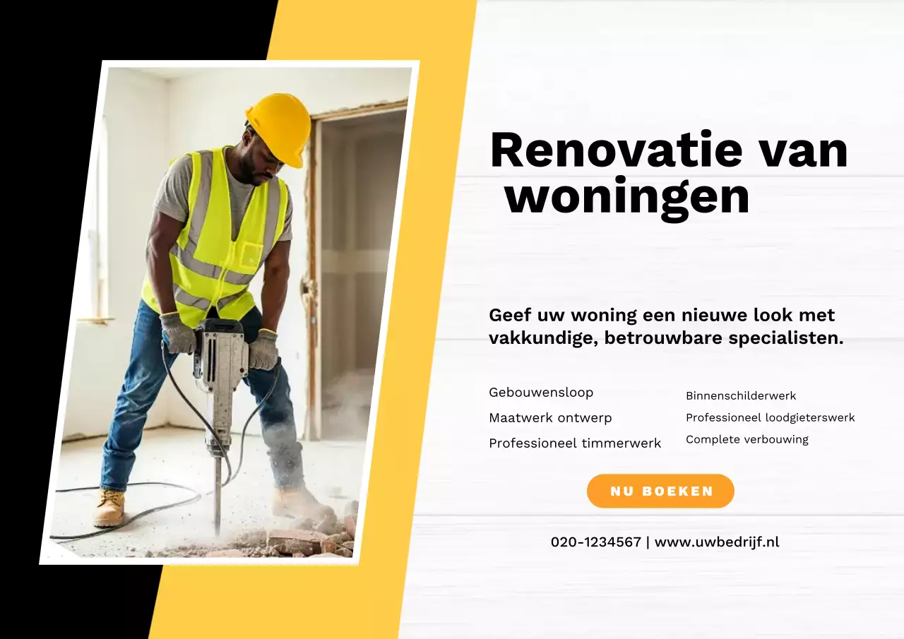 Gele moderne renovatie advertentie