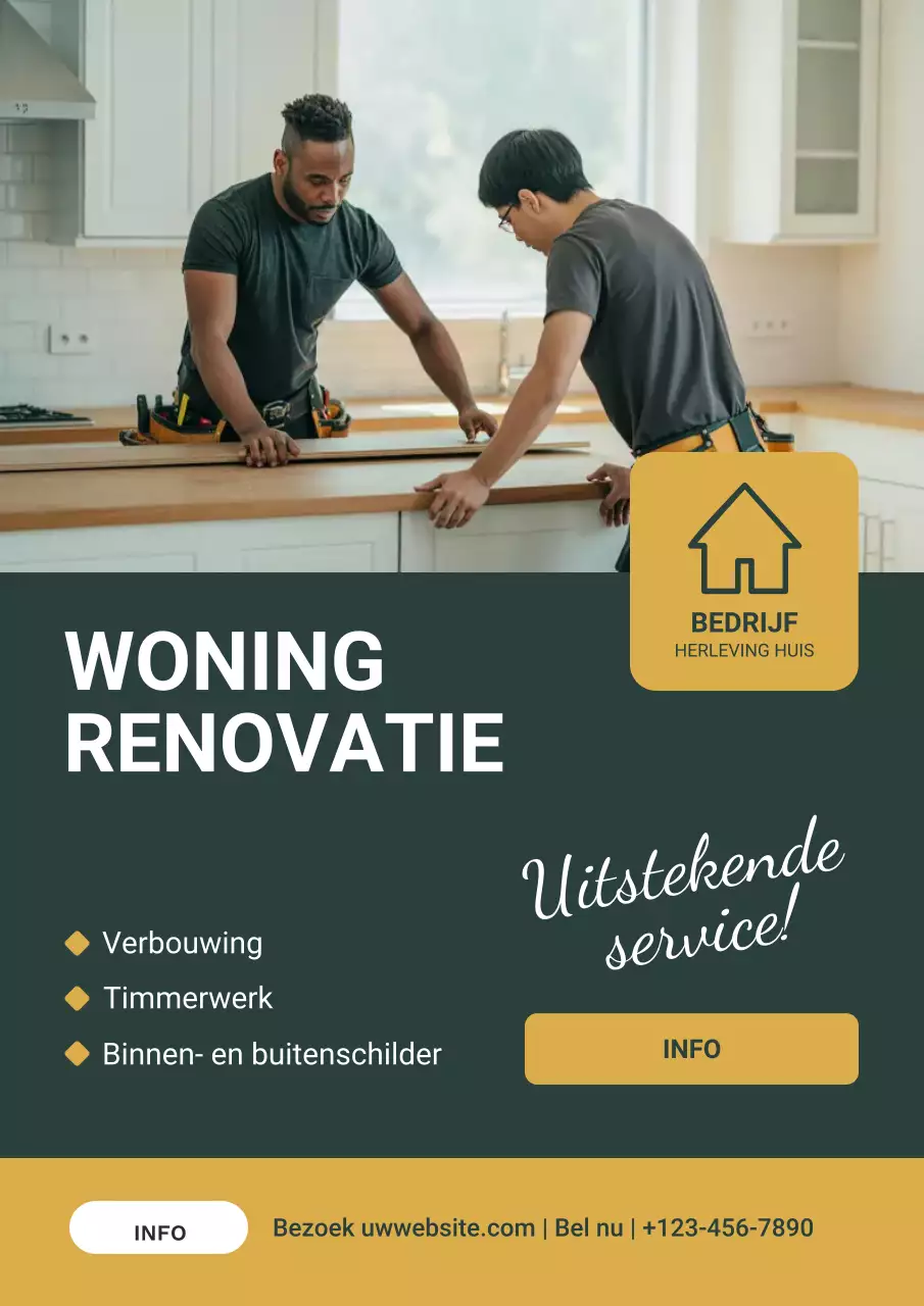 Gele moderne renovatie promotieposter