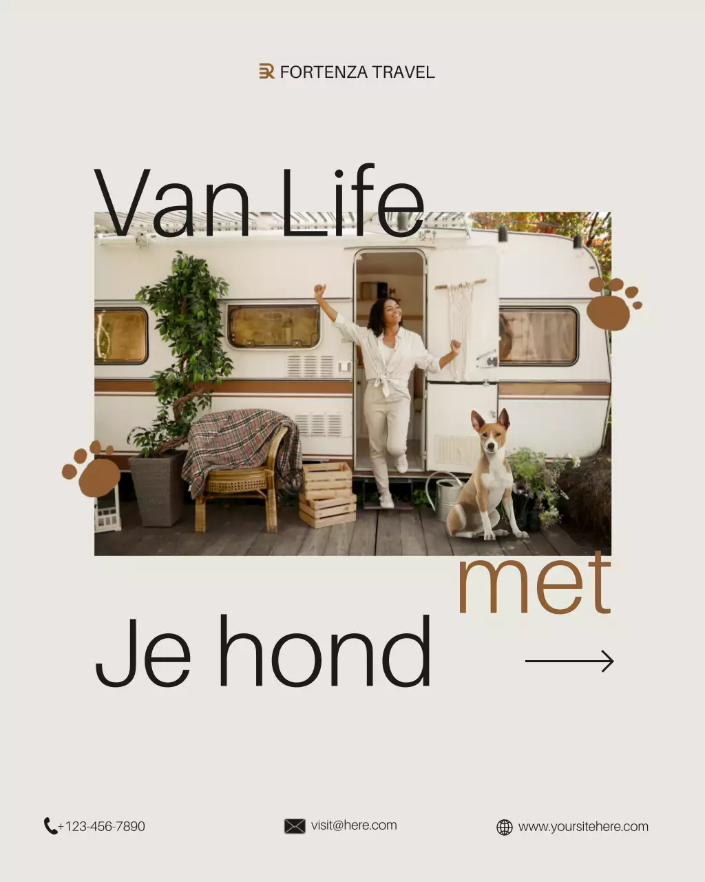 Beige moderne advertentie voor huisdieren op Instagram