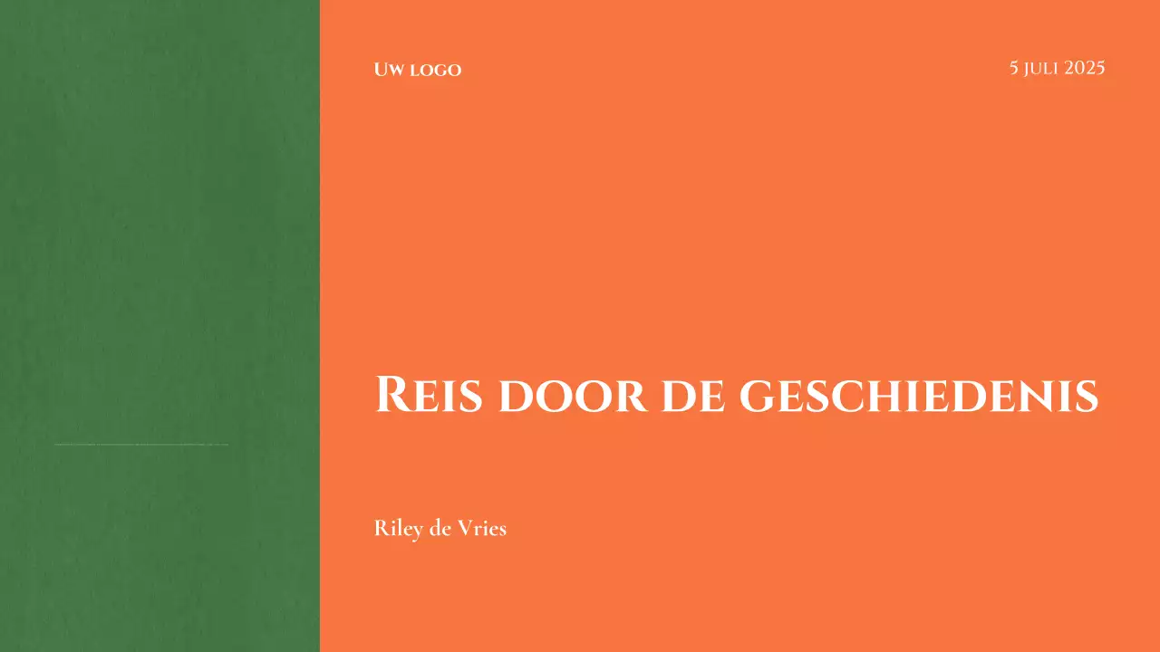 Presentatie in de stijl van een omslag van een klassiek oranje geschiedenisboek