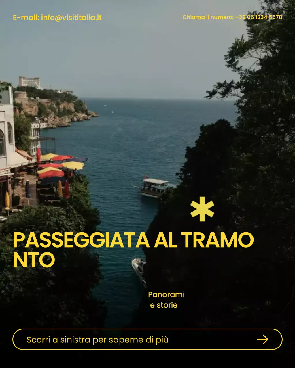 Post Instagram pubblicitario di viaggio moderno giallo