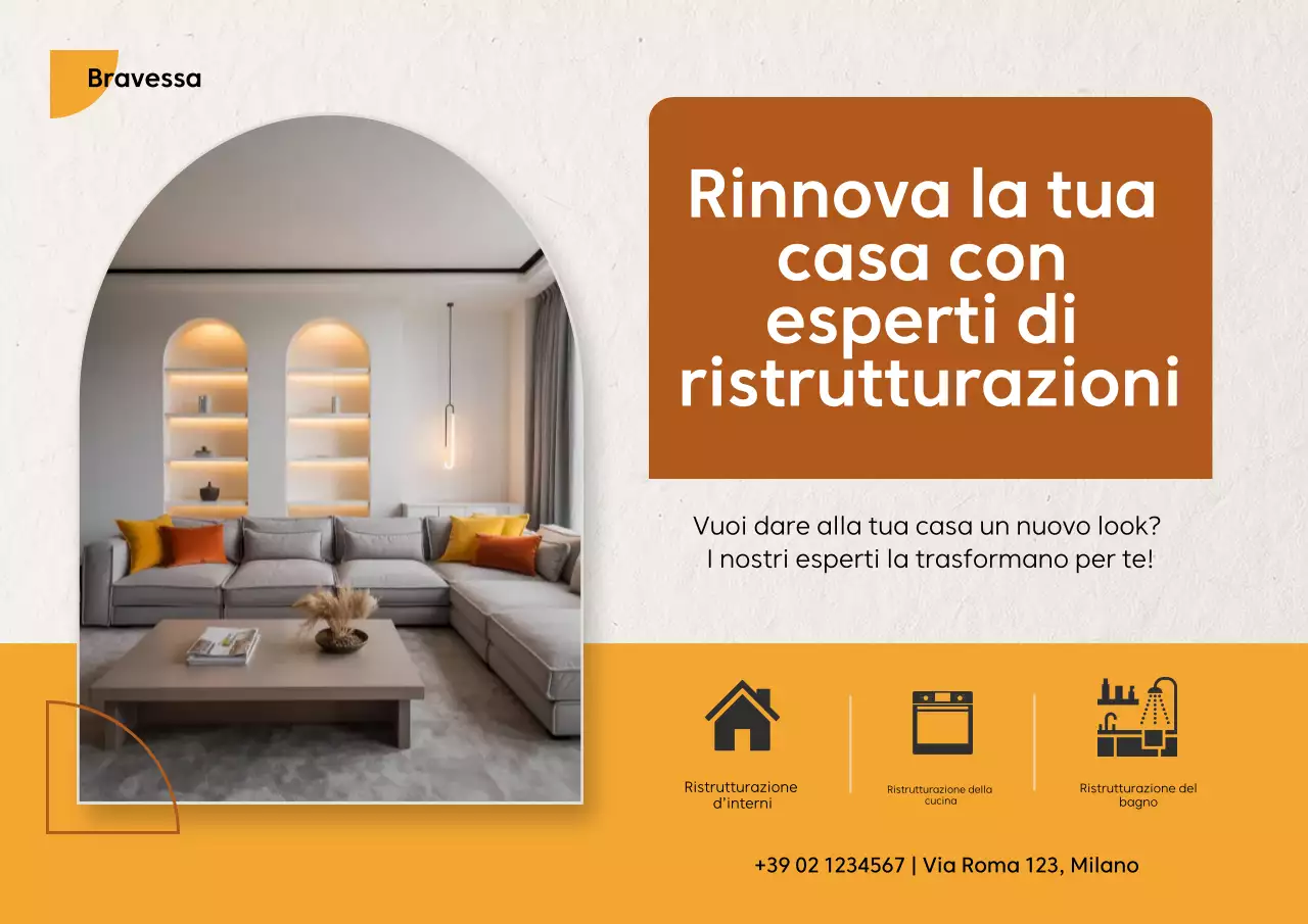 Promozione ristrutturazione moderna arancione e gialla