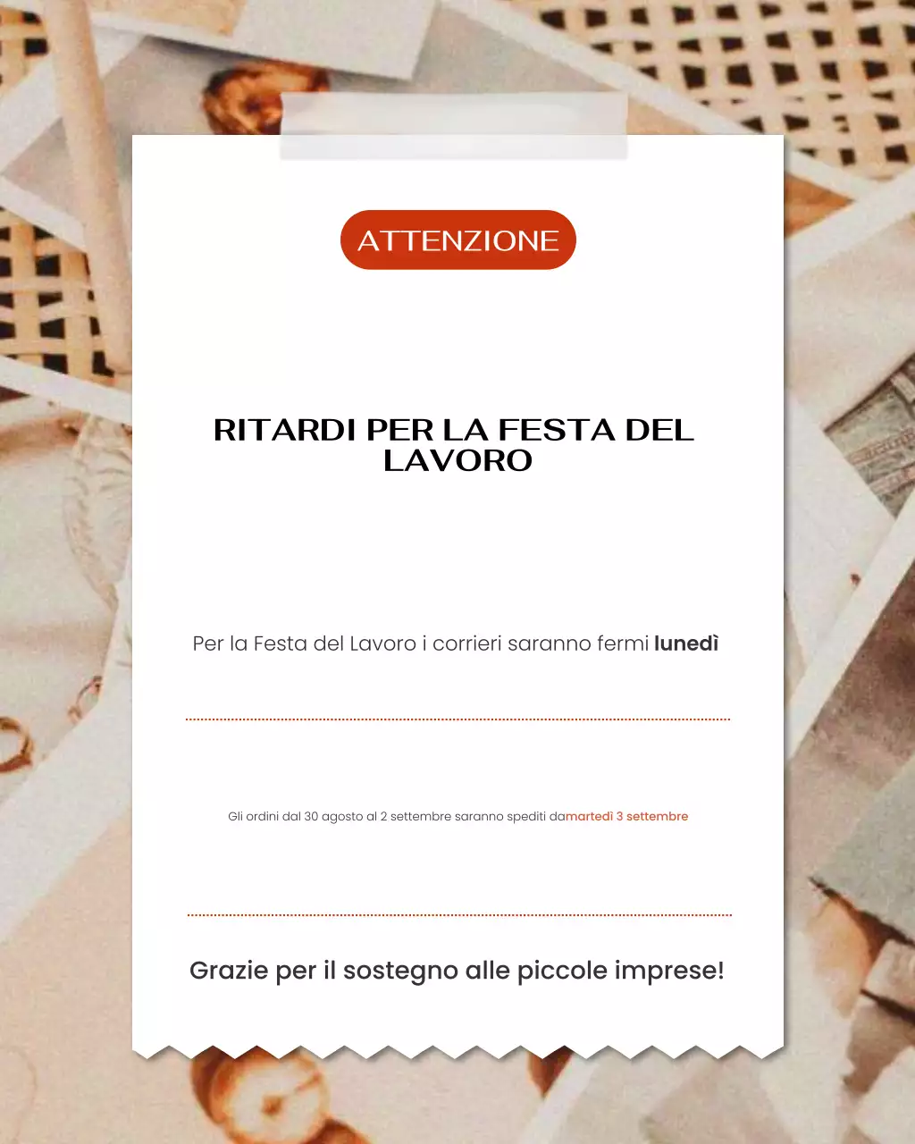 Annuncio di spedizione per le festività natalizie in stile moderno, bianco e caldo, post su Instagram