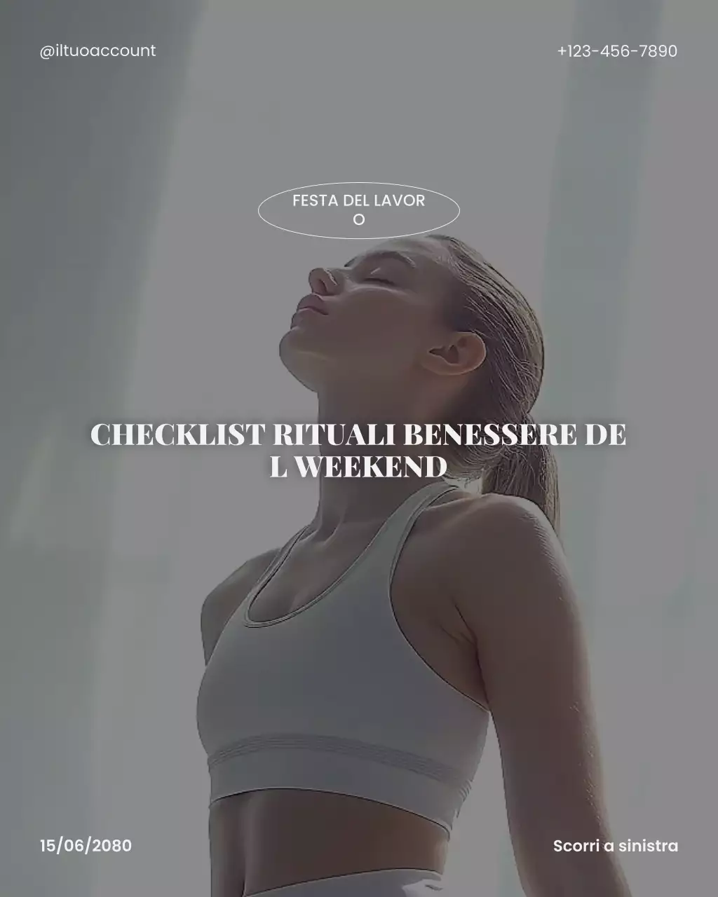 Post di Instagram con consigli per il benessere e il fitness in bianco e grigio, pulito e minimale, per il Labor Day