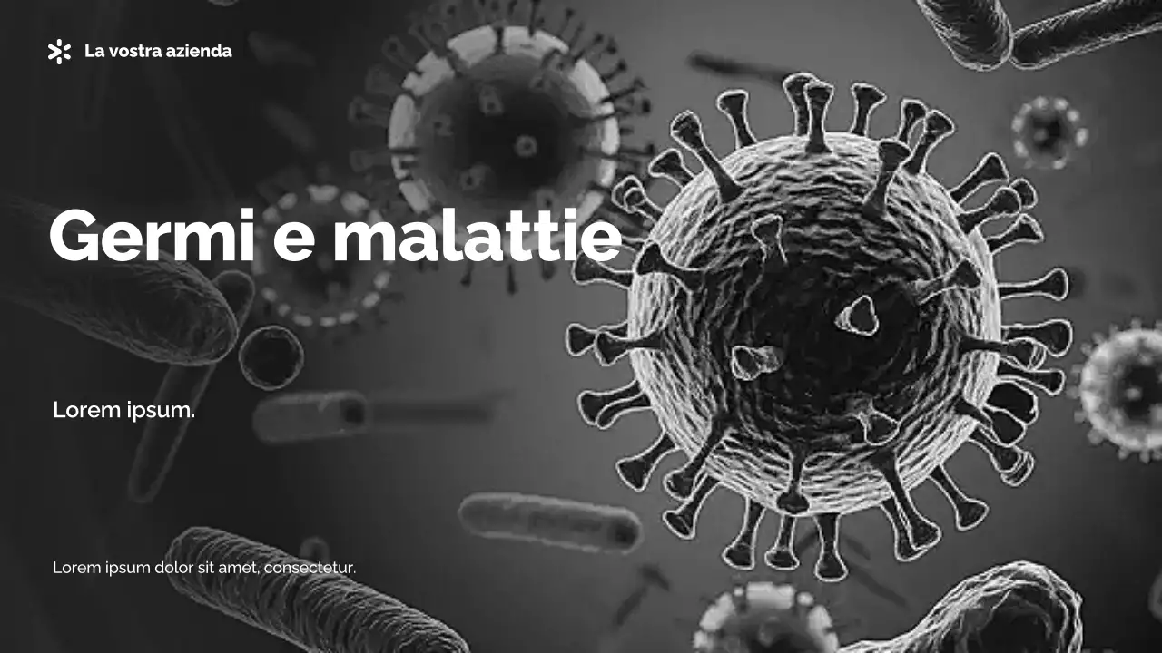 Presentazione informativa sui germi moderni in bianco e nero
