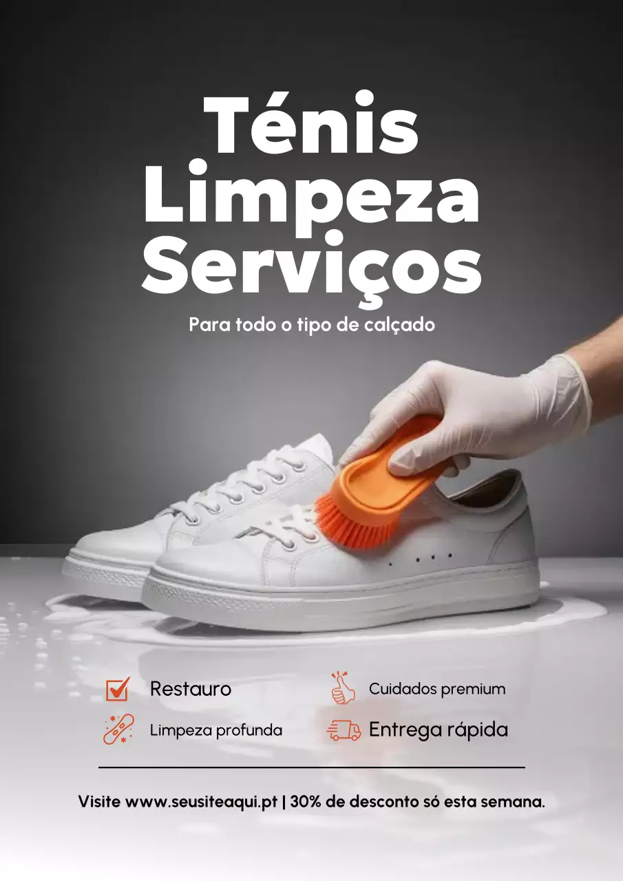 Cartaz promocional de tênis cinza moderno