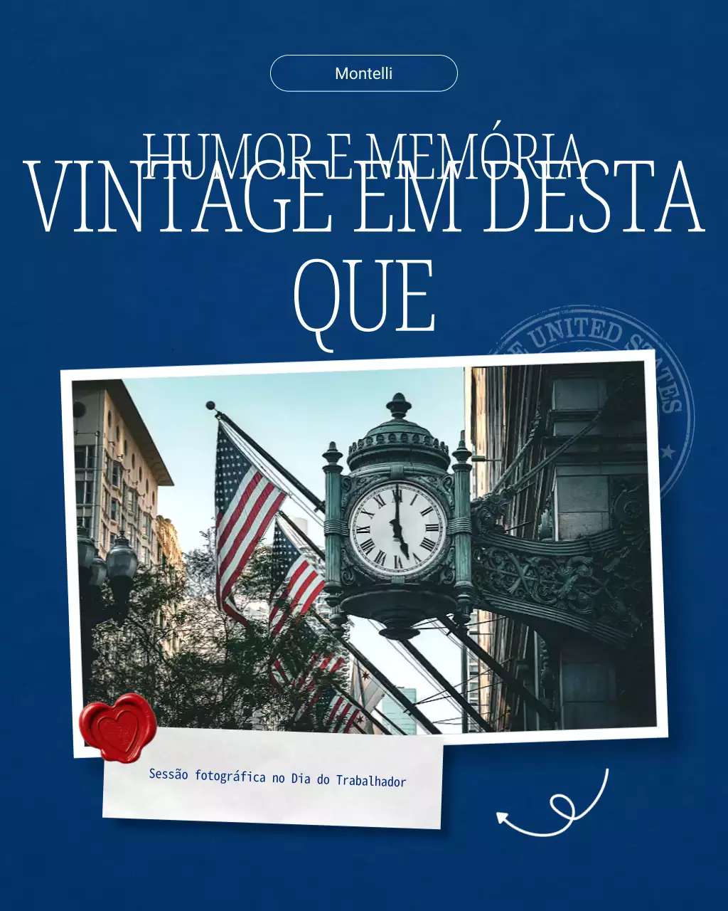 Postagens de carrossel do Instagram para tour fotográfico minimalista vintage em azul e branco do Dia do Trabalho