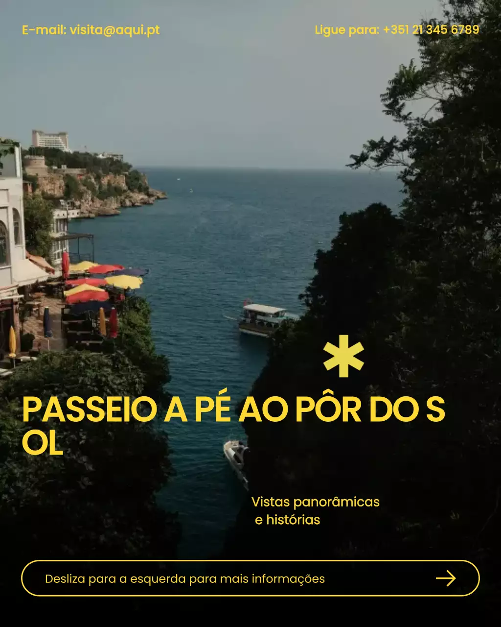 Publicação de anúncio de viagem moderna amarela no Instagram