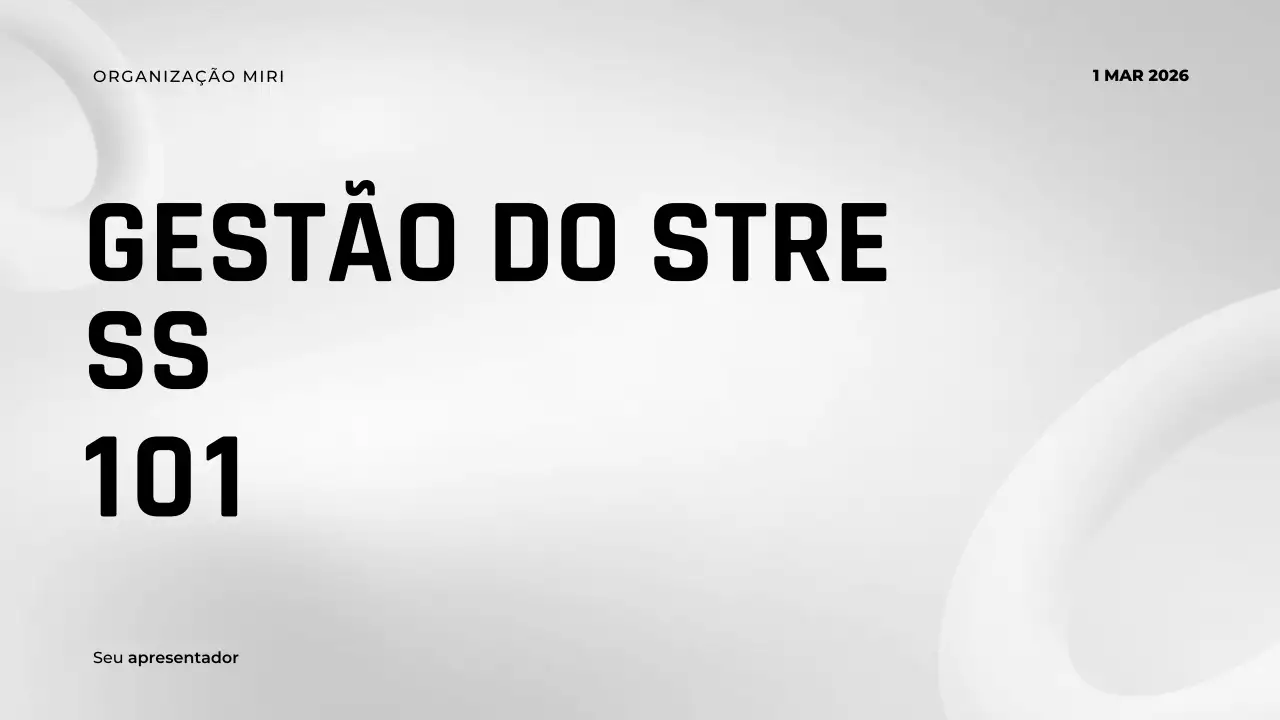 Palestra sobre Gestão do Estresse Minimalista em Cinza