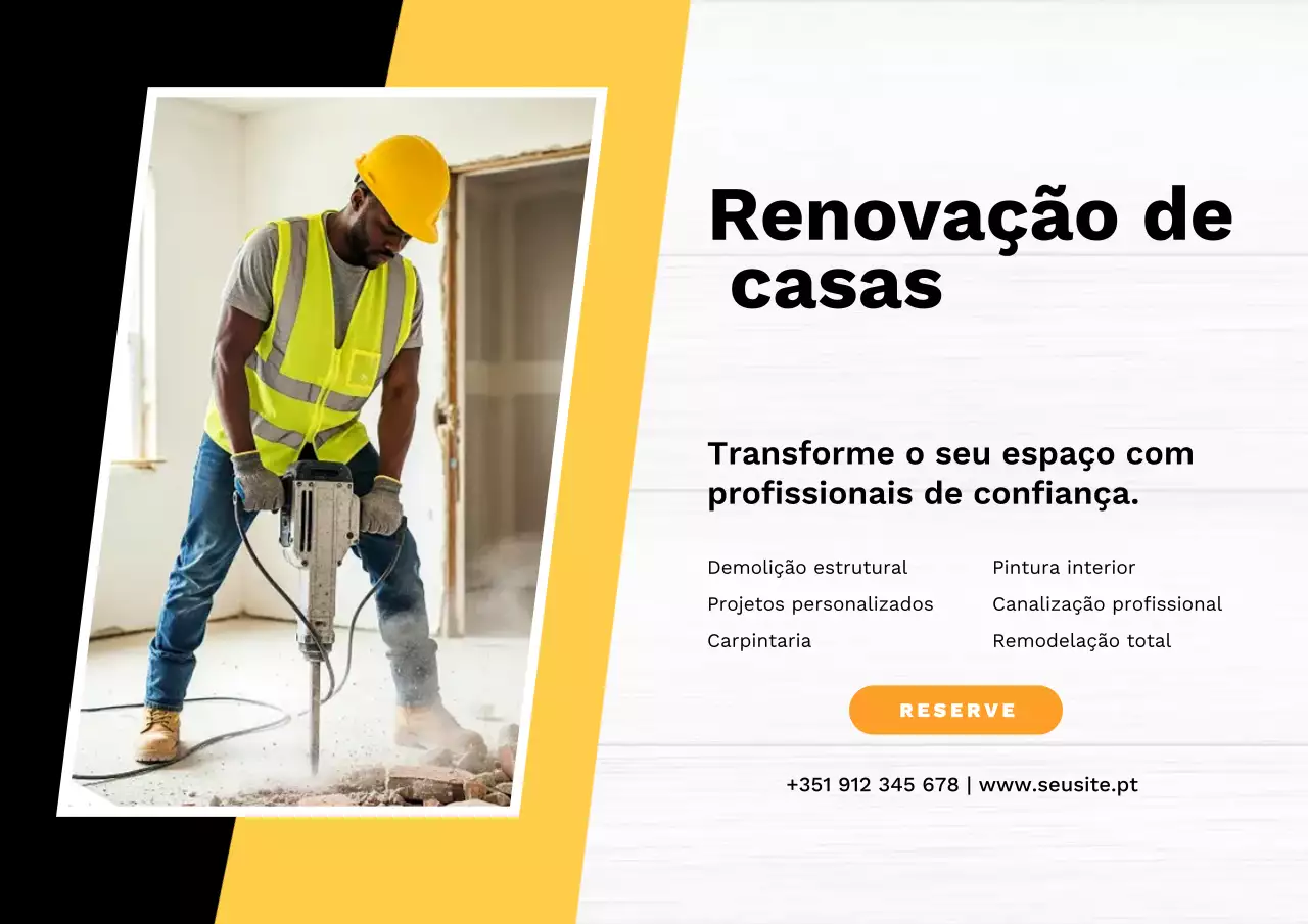 Anúncio de renovação moderna amarela