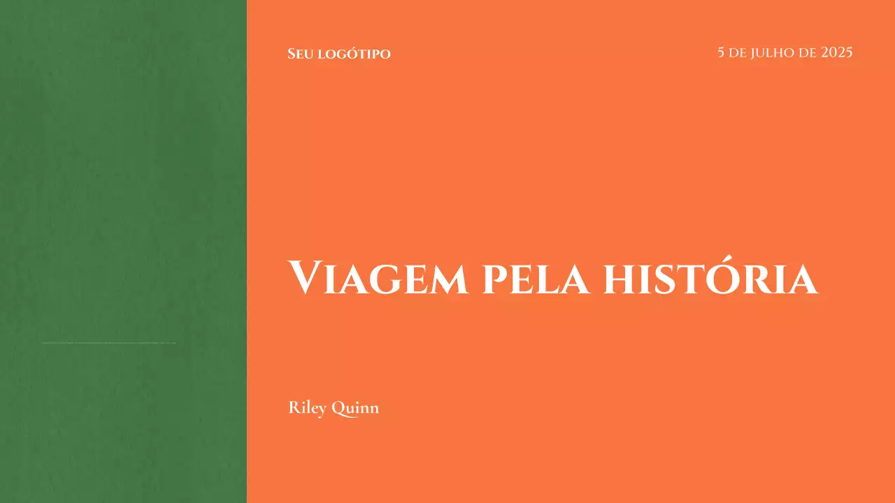 Apresentação em estilo de capa de livro de história clássico laranja