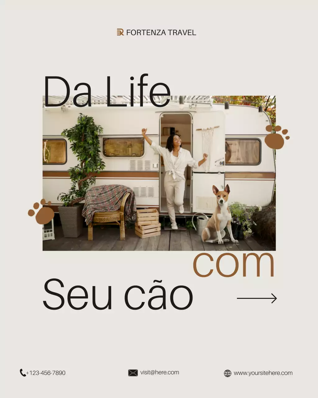 Publicação de viagem moderna bege para animais de estimação no Instagram