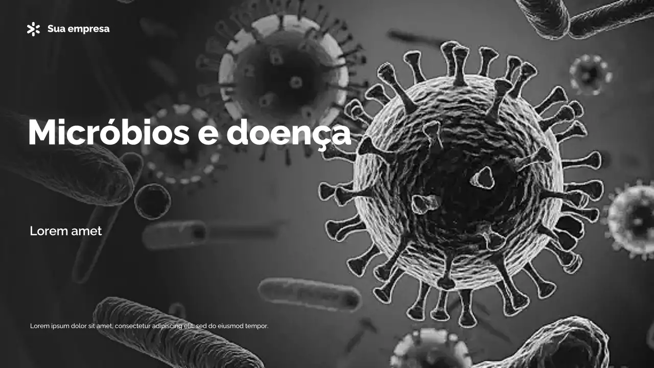 Apresentação informativa sobre germes modernos em preto e branco
