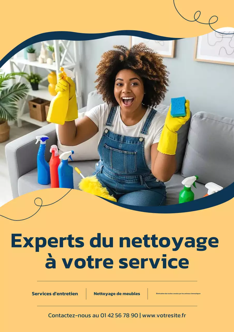 Affiche publicitaire jaune pour le nettoyage moderne