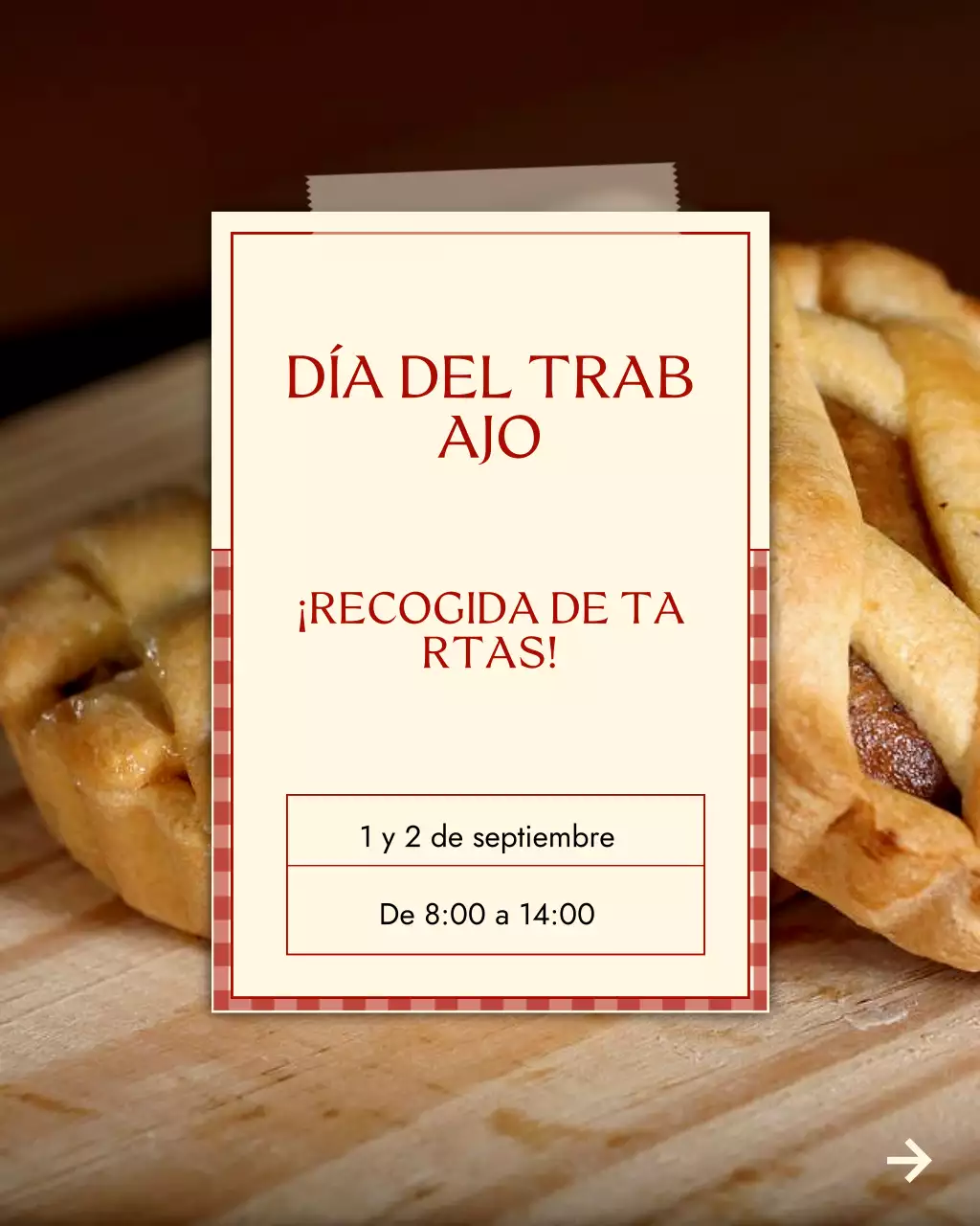 Publicación de Instagram del anuncio del evento de pastel tradicional beige