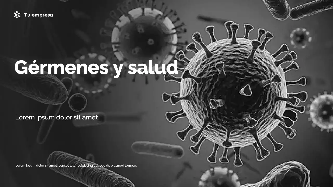 Presentación de información sobre gérmenes modernos en blanco y negro