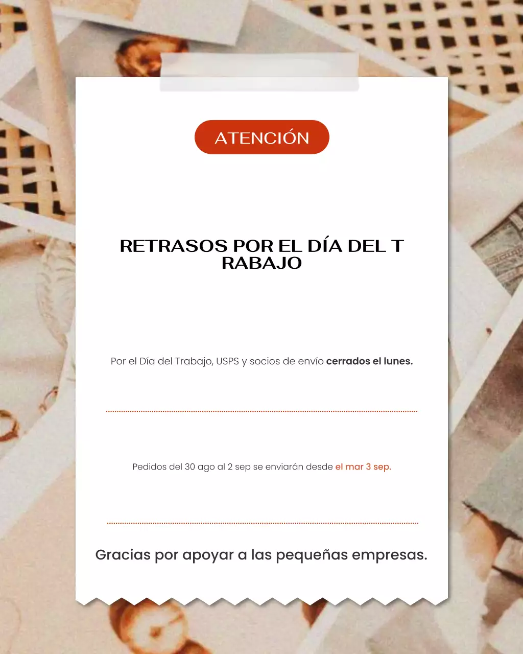 Publicación de Instagram con anuncio de envío navideño moderno, blanco y cálido