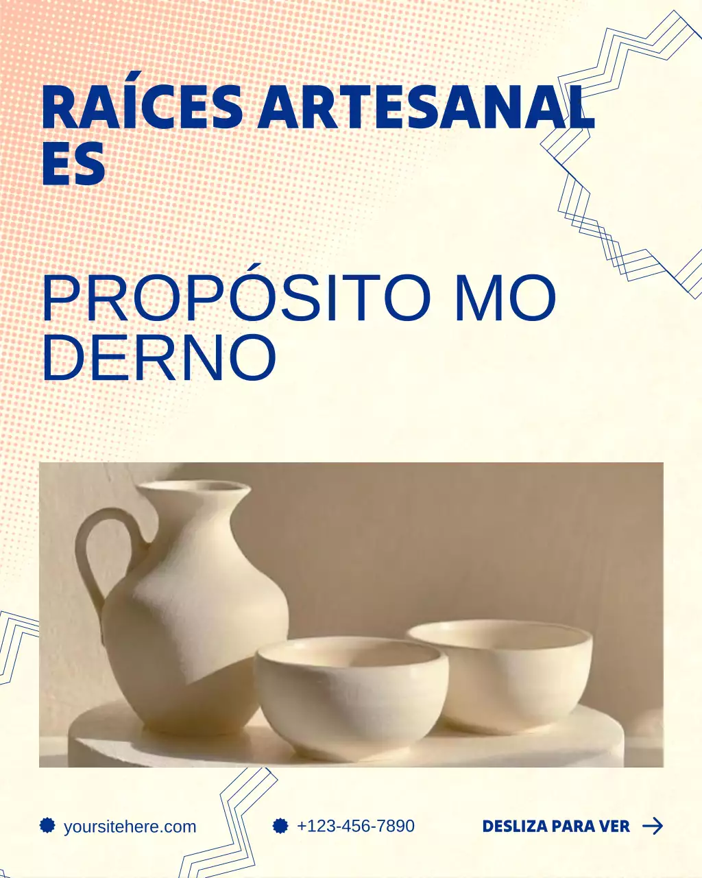 Publicación de Instagram de la presentación de productos hechos a mano del Día del Trabajo en tonos beige y azul natural