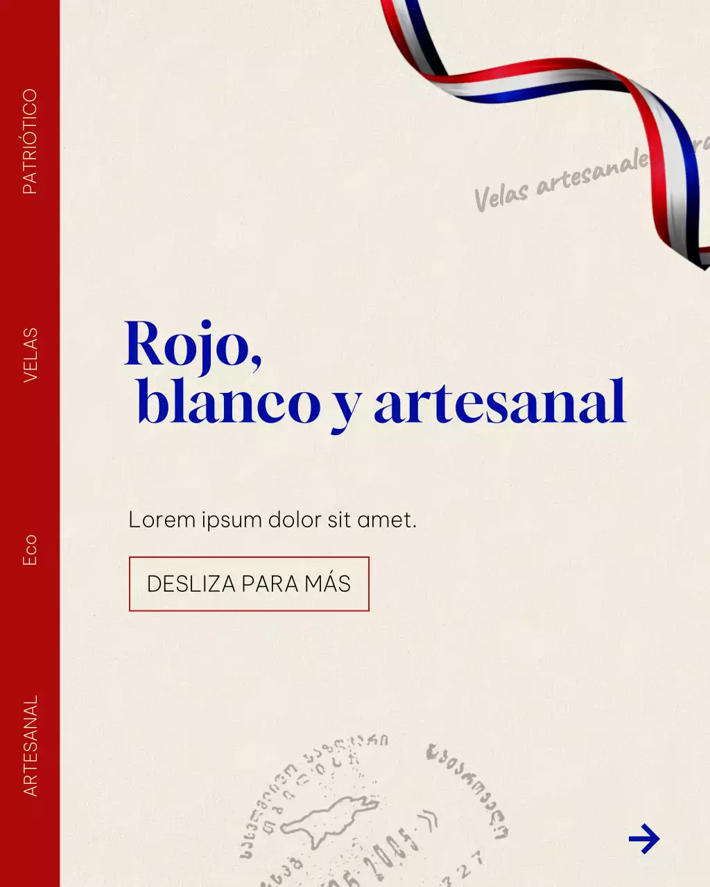 Publicación de Instagram del anuncio de velas minimalistas rojas