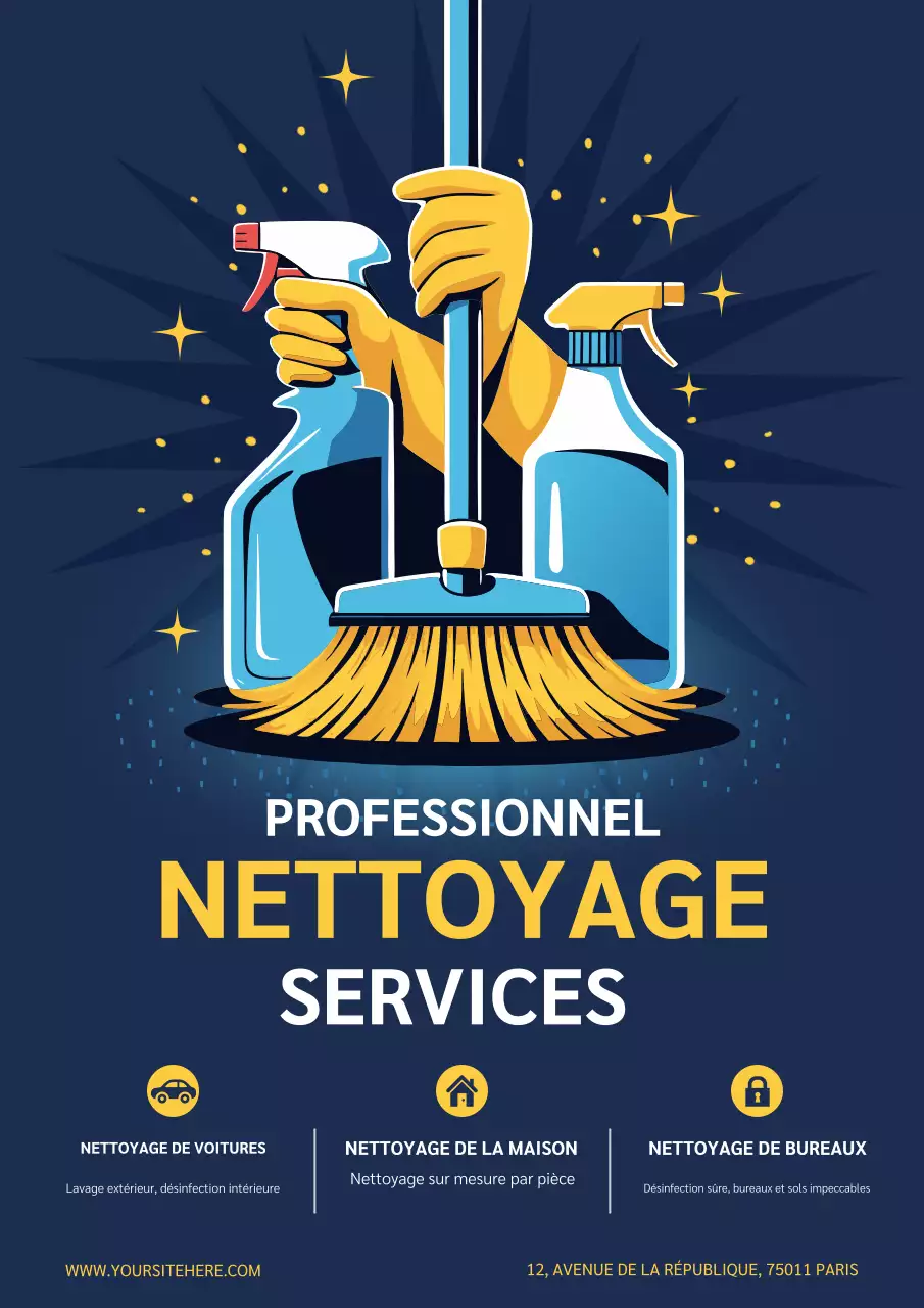 Affiche publicitaire de nettoyage moderne de la Marine
