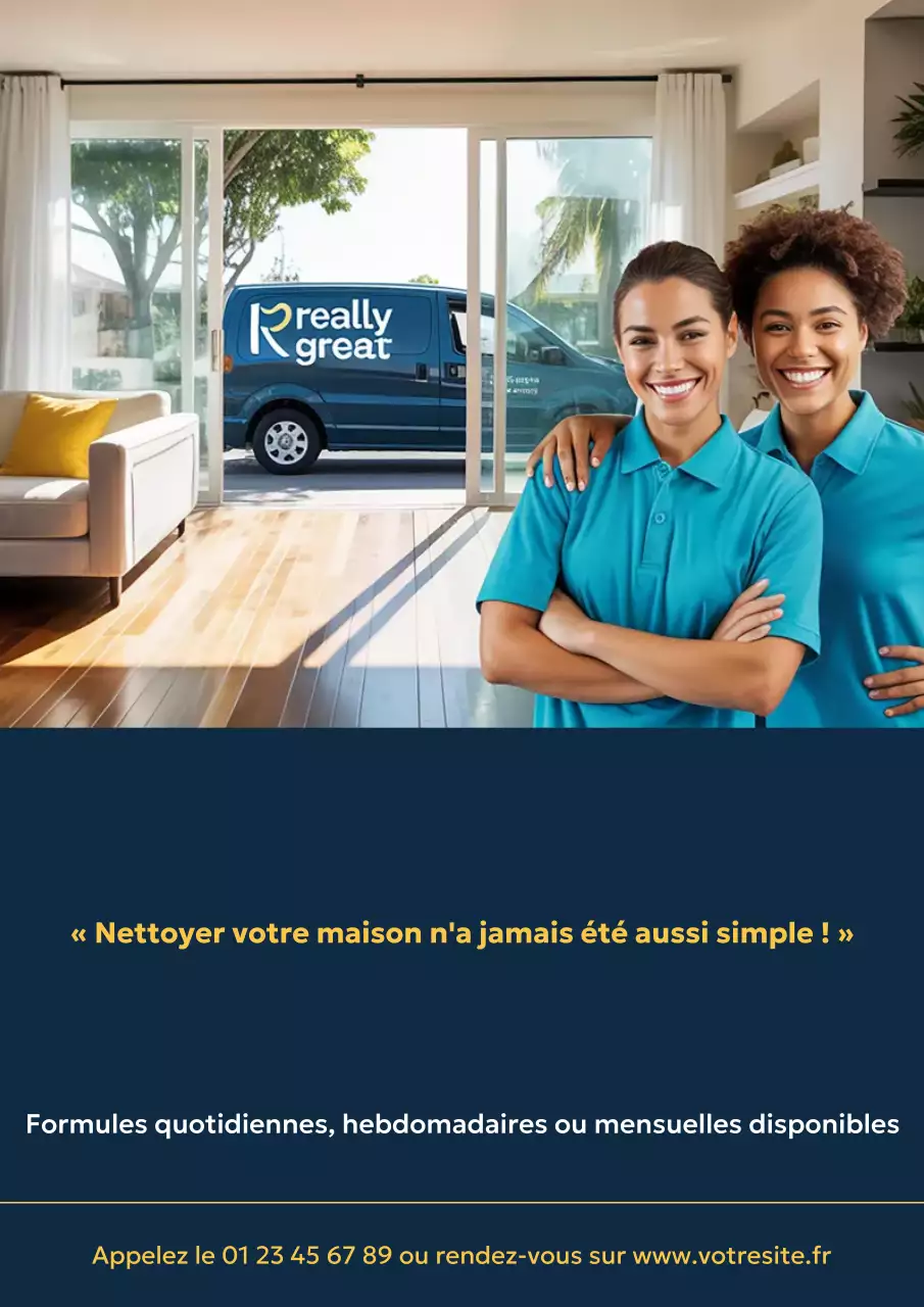 Affiche promotionnelle de nettoyage moderne bleu