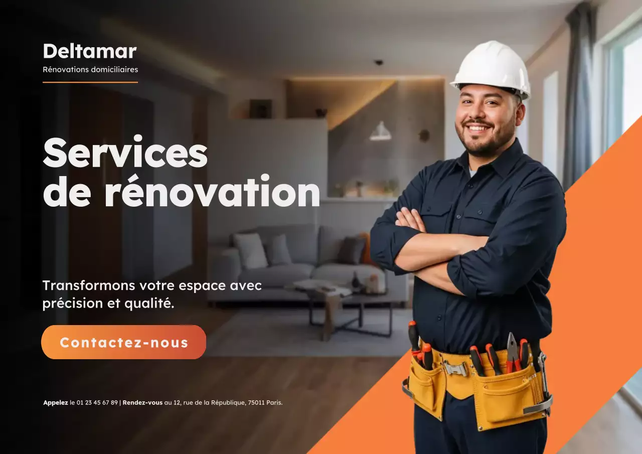 Affiche promotionnelle de rénovation moderne orange