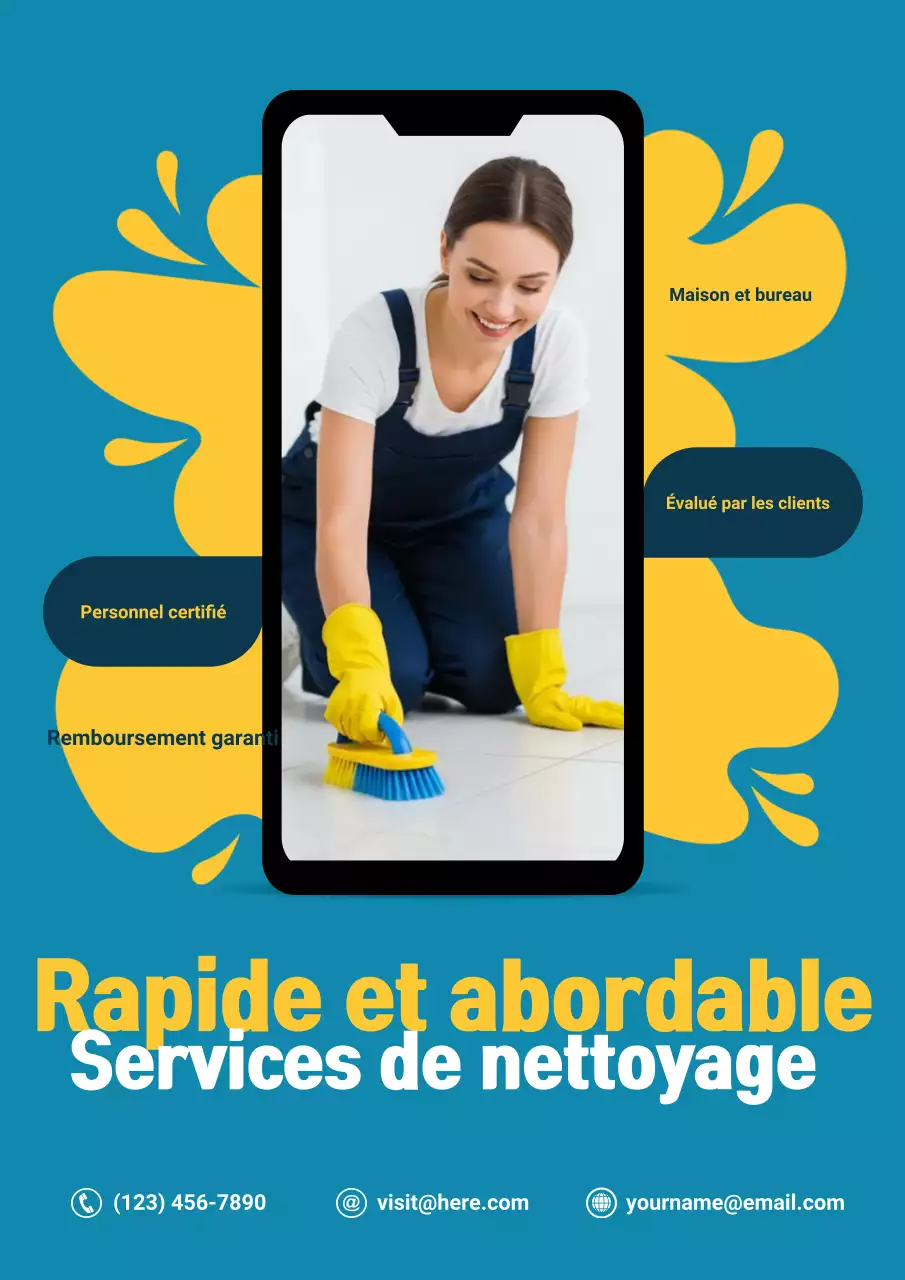 Affiche promotionnelle de nettoyage moderne bleu