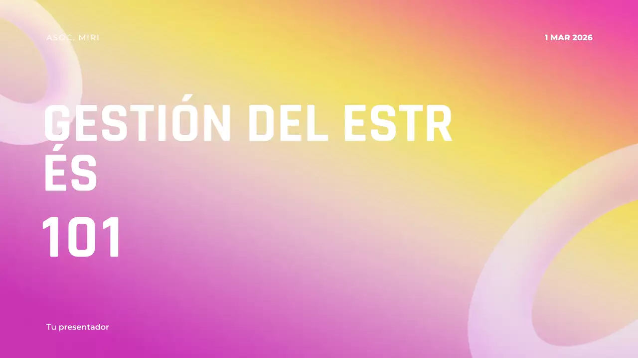 Presentación de la conferencia sobre el estrés moderno en rosa