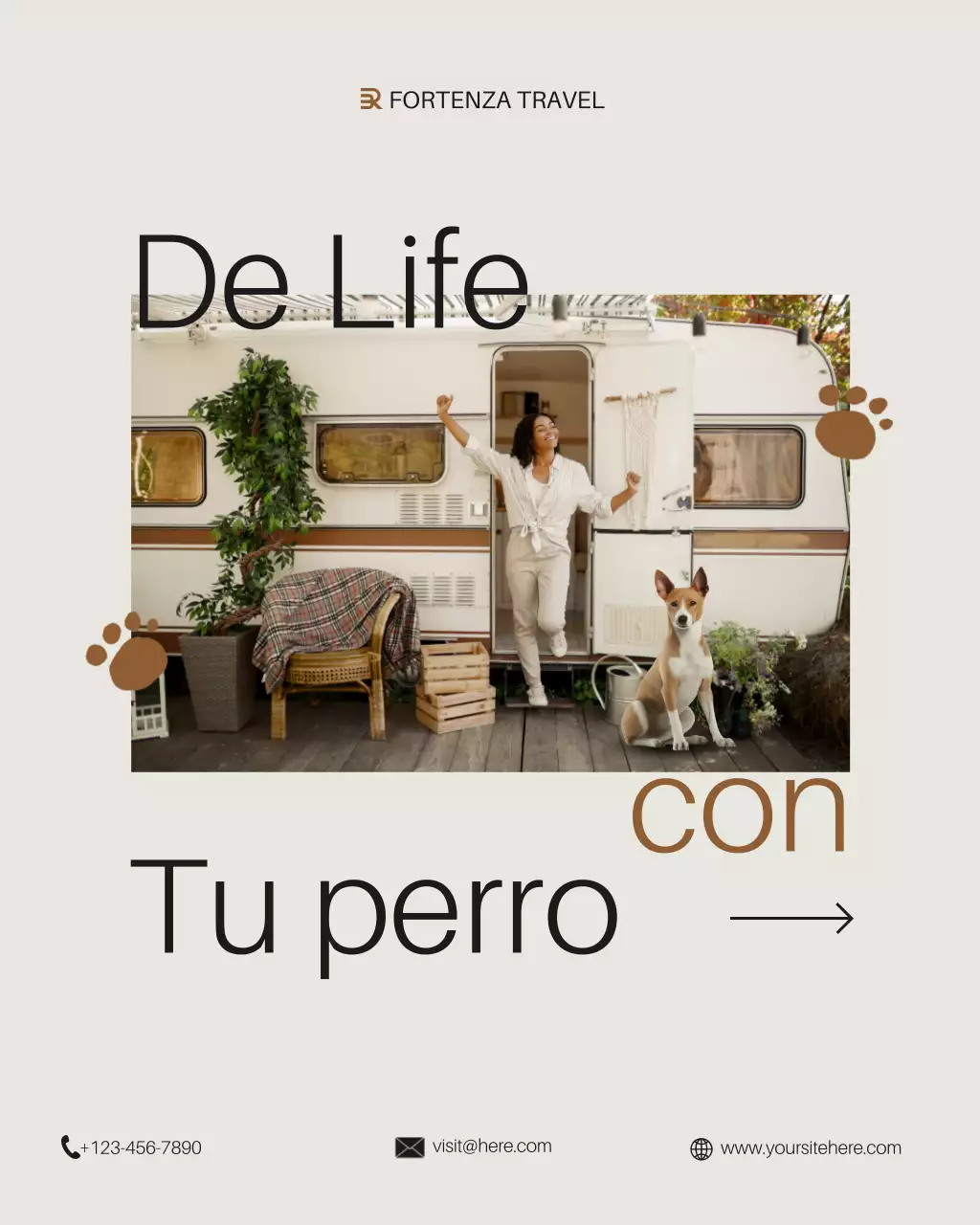 Publicación de Instagram de un anuncio de viajes para mascotas moderno en beige