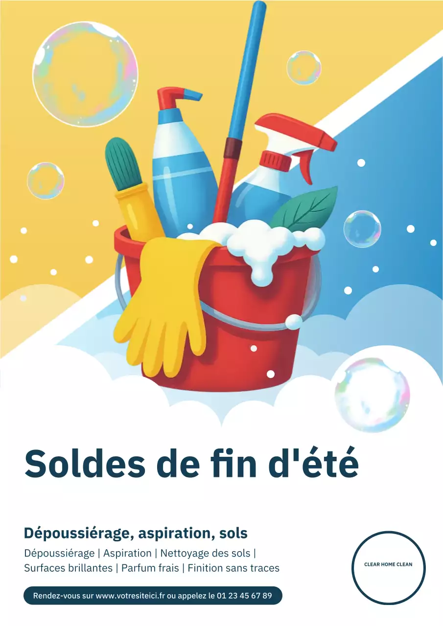 Affiche promotionnelle de nettoyage moderne rouge